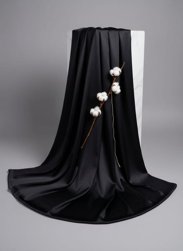 Black Plain Japan Satin Solid Fabric - Fabric Editorial Studio Flatlay Lookbook - PLJS-0-FVS2022686-110