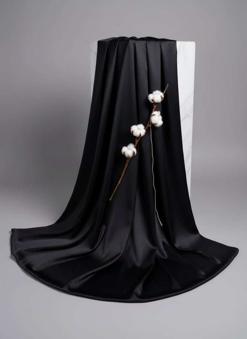 Black Plain Japan Satin Solid Fabric
