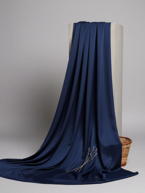 Blue Plain Japan Satin Solid Fabric