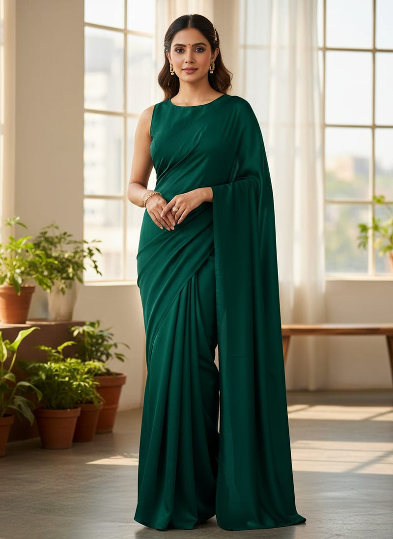 Green Plain Japan Satin Solid Fabric