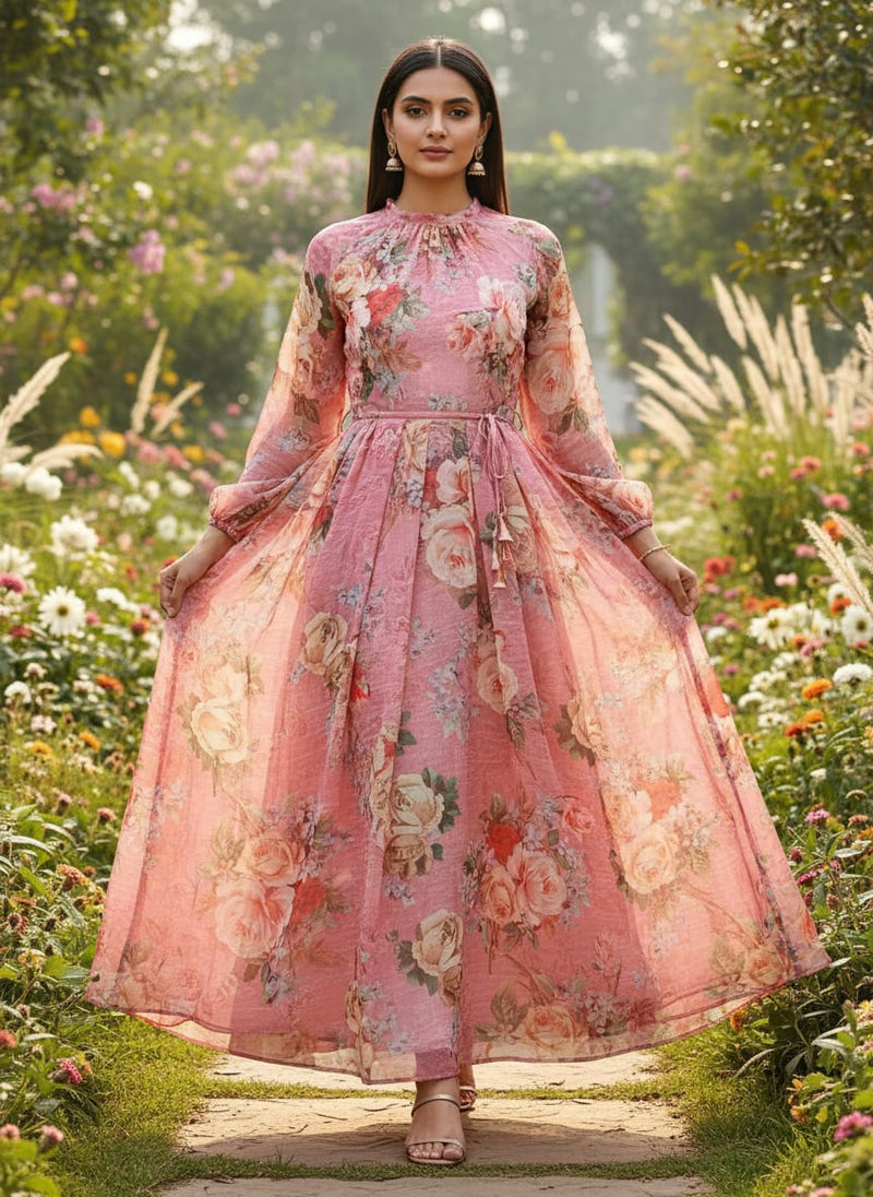 Gorgeous floral print digital printed fabric in weightless fabric from FAB VOGUE Studio