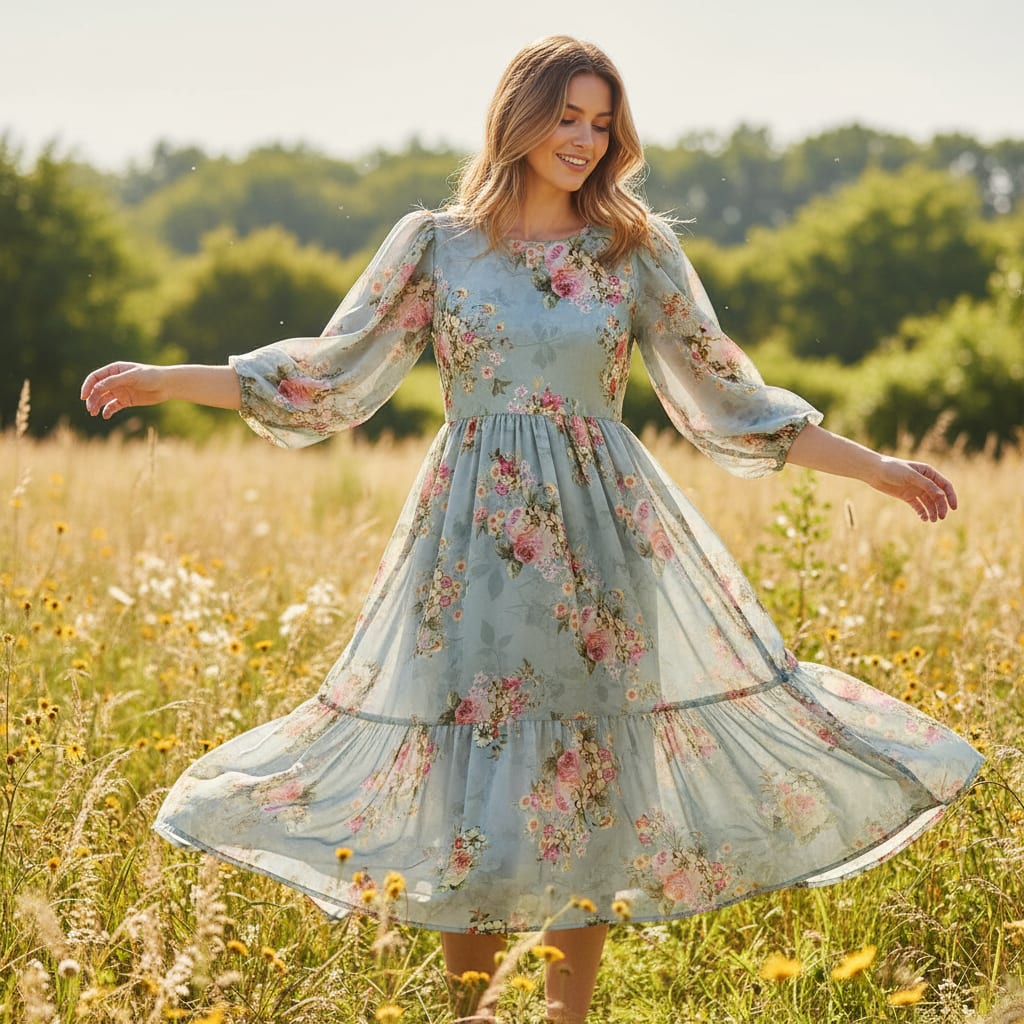 Classy floral print digital printed fabric by FAB VOGUE Studio