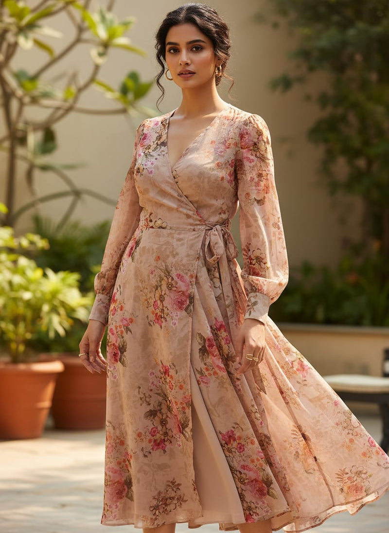 Classy floral digital printed weightless fabric by FAB VOGUE Studio