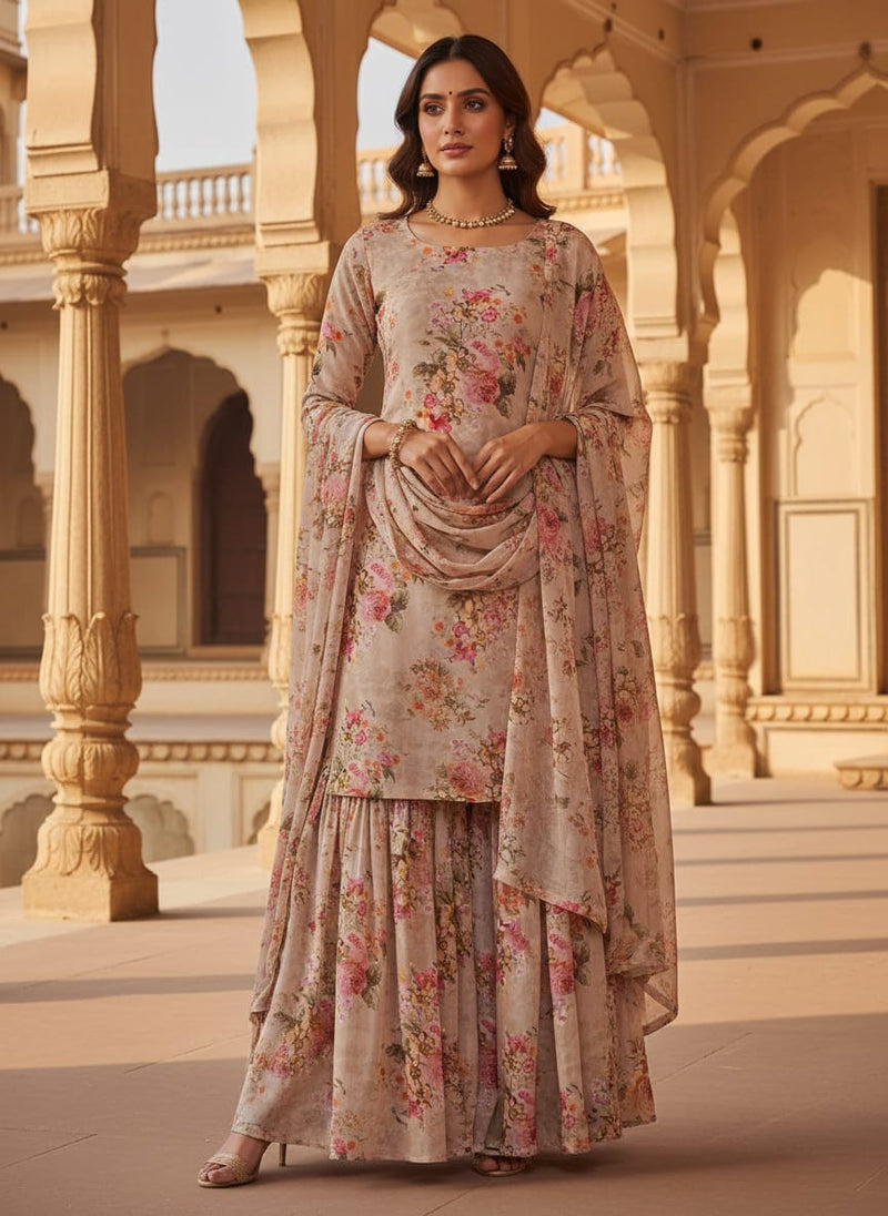 Classy floral digital printed weightless fabric by FAB VOGUE Studio