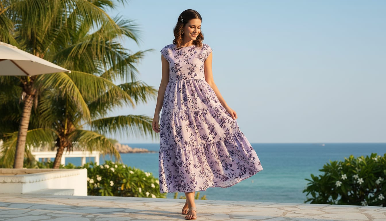Digital Printed Cotton Fabric in Ditsy Purple - FAB VOGUE Studio