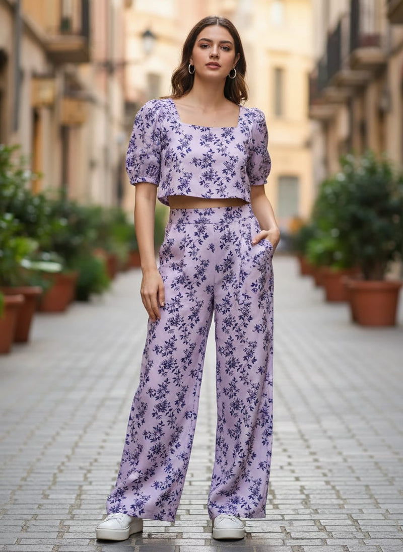 Digital Printed Cotton Fabric in Ditsy Purple - FAB VOGUE Studio