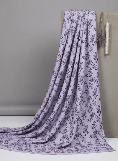 Purple Ditsy Floral Vine Cotton Digital Printed Fabric