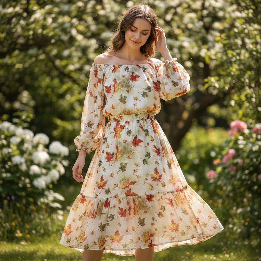 Gorgeous green leaves digital printed muslin fabric by FAB VOGUE Studio