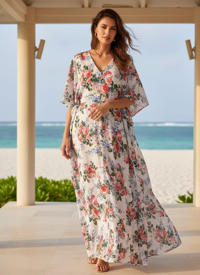Classy floral print muslin fabric from FAB VOGUE Studio