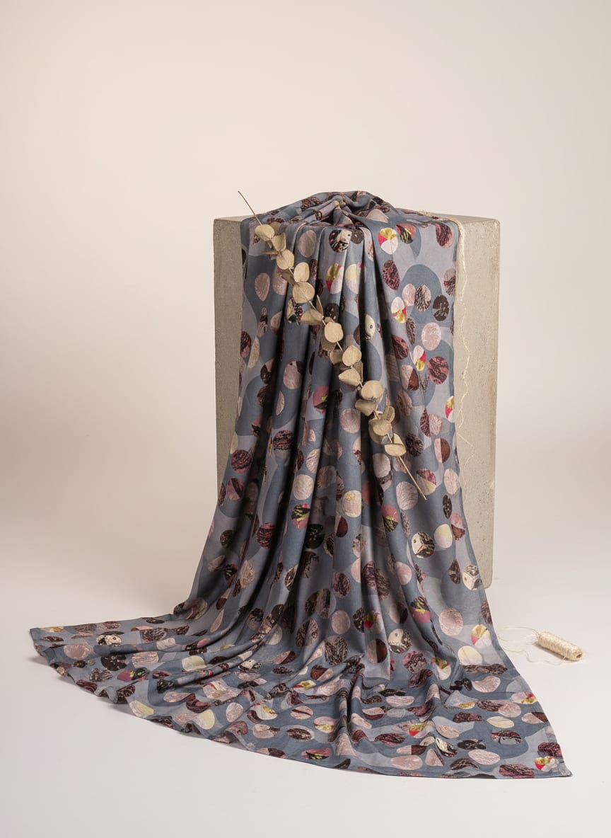 Geometric digital printed fabric in gray by FAB VOGUE Studio