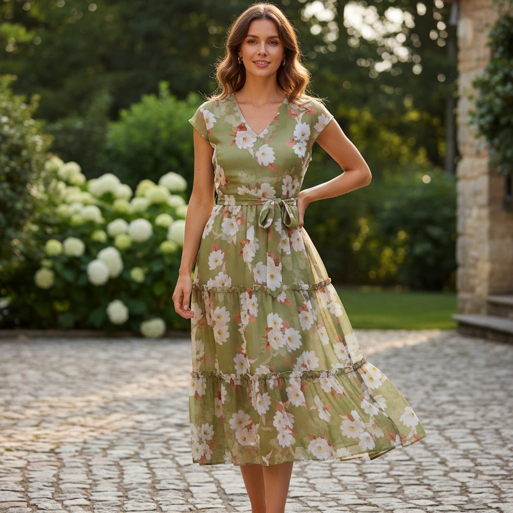Gorgeous green and white digital printed fabric from FAB VOGUE Studio
