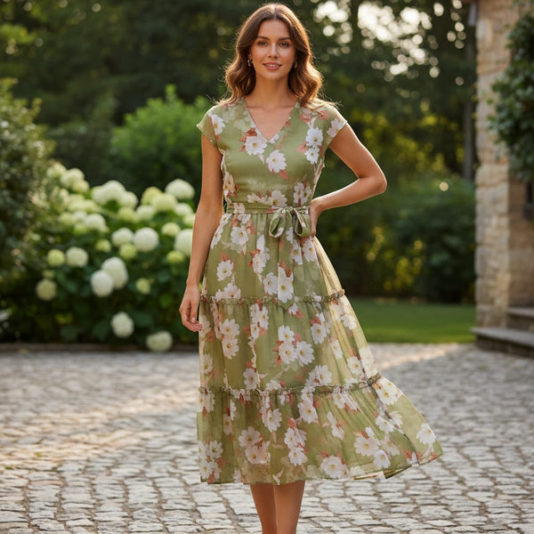 Gorgeous green and white digital printed fabric from FAB VOGUE Studio - alternate view