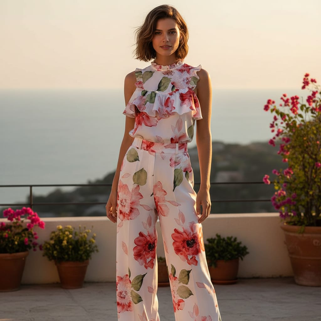 Classy damask floral print silk crepe fabric from FAB VOGUE Studio