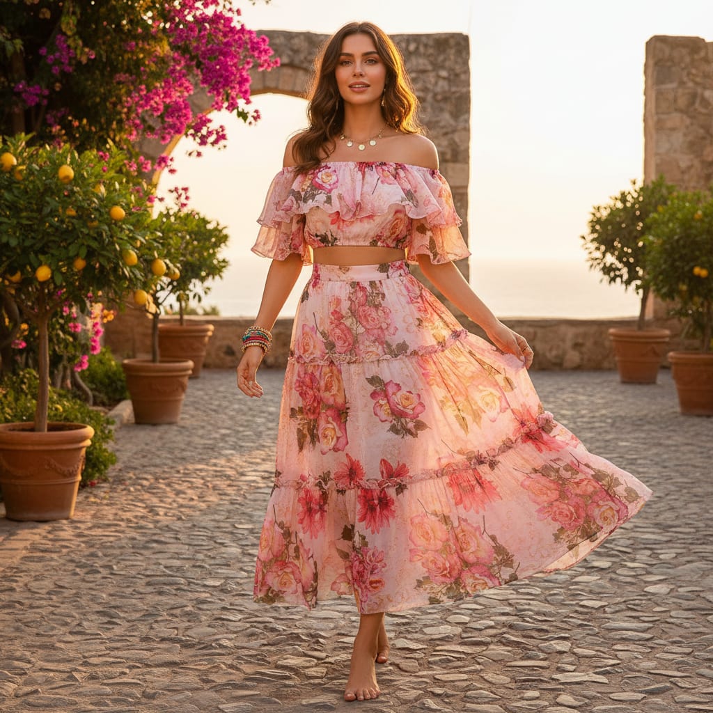 Gorgeous floral damask print chiffon fabric