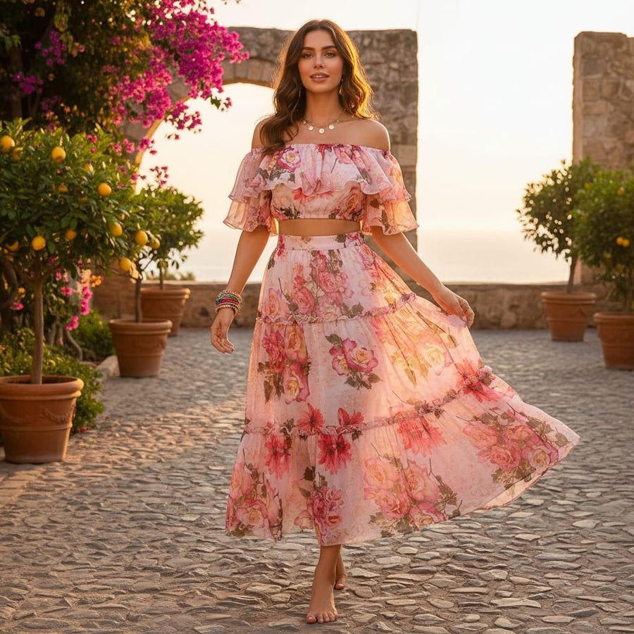Gorgeous floral damask print chiffon fabric