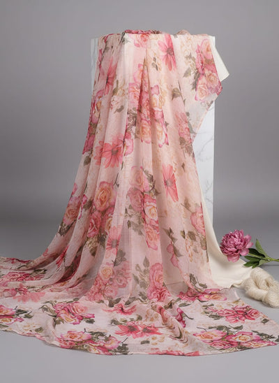 Gorgeous floral damask print chiffon fabric