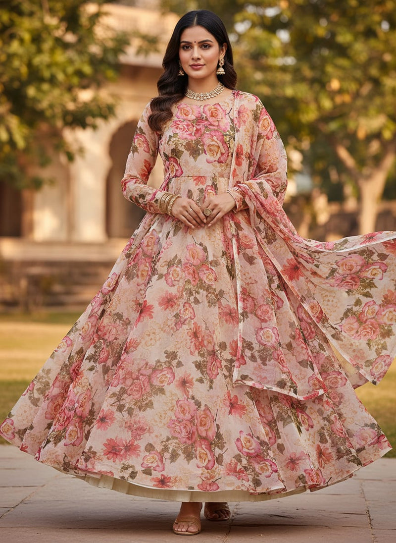 Gorgeous floral damask print chiffon fabric