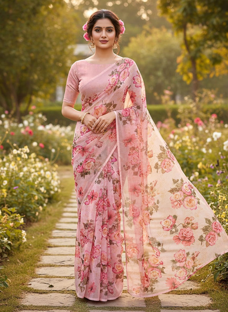 Gorgeous floral damask print chiffon fabric