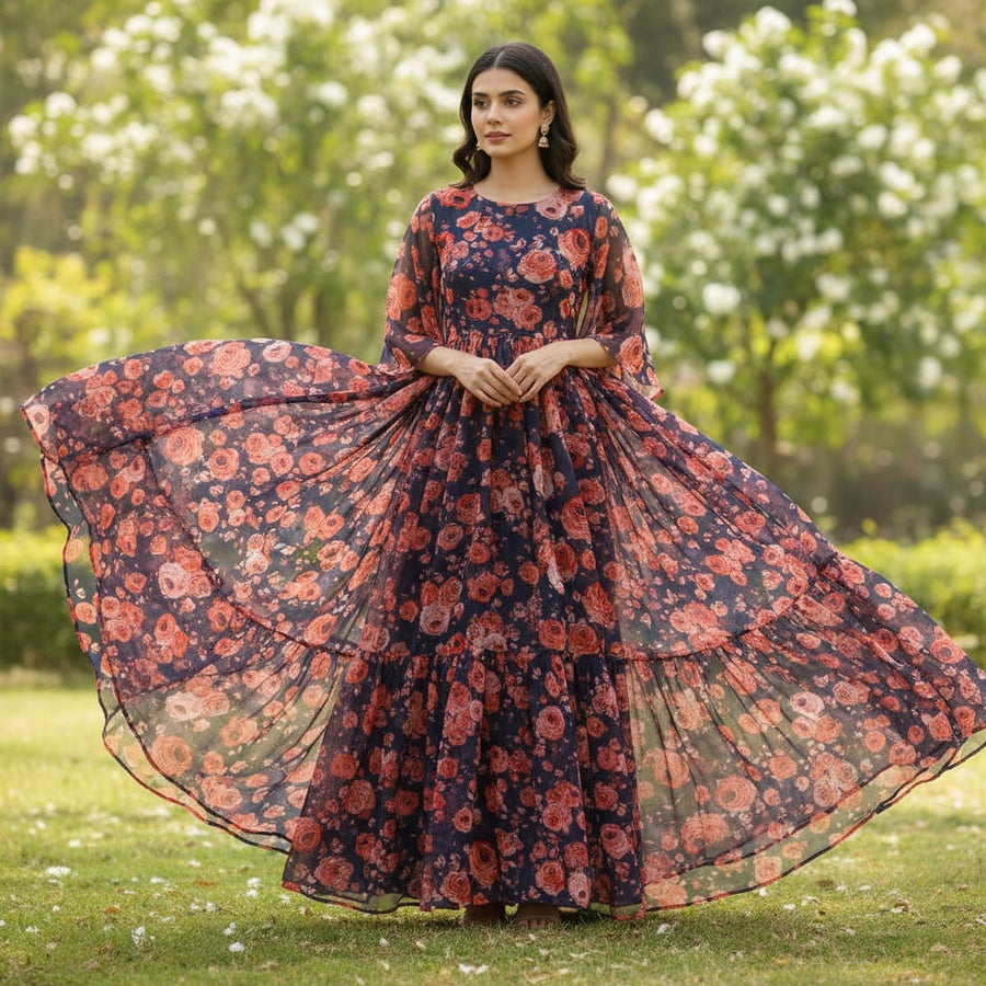 Floral Digital Printed Pure Chiffon Fabric