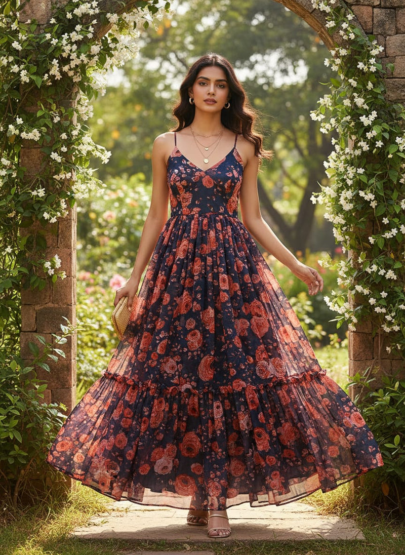 Floral Digital Printed Pure Chiffon Fabric
