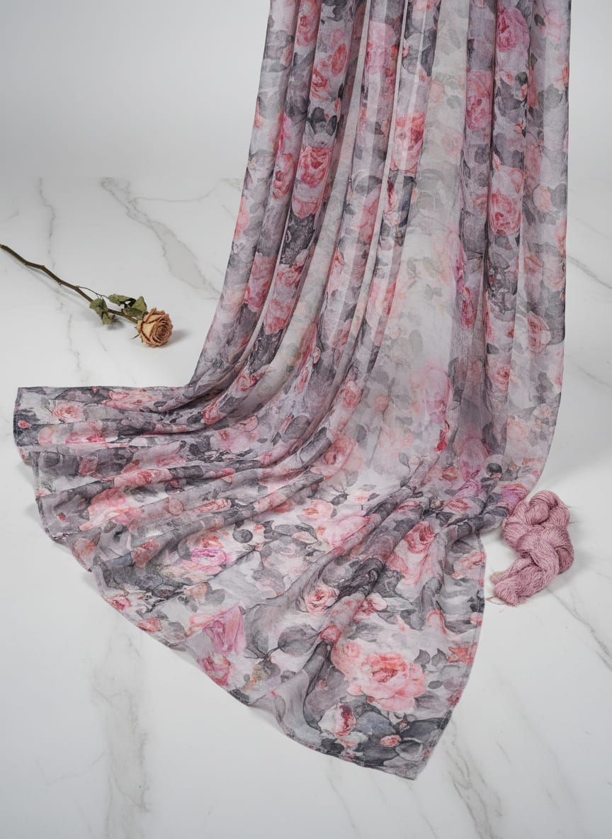 Floral digital printed pure chiffon fabric from FAB VOGUE Studio