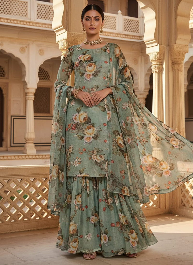Abstract Digital Printed Pure Chiffon Fabric by FAB VOGUE Studio