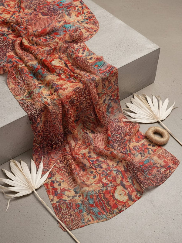 Gorgeous damask digital printed fabric in pure chiffon