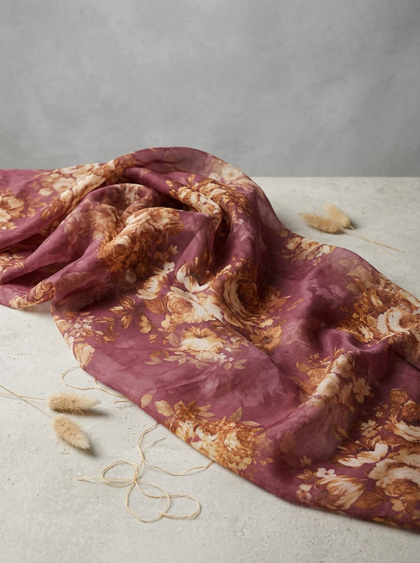 Pink and Yellow Vintage Rose Floral Organza Digital Printed Fabric - Fabric Editorial Studio Flatlay Lookbook - OR-0-TA09612P3-110