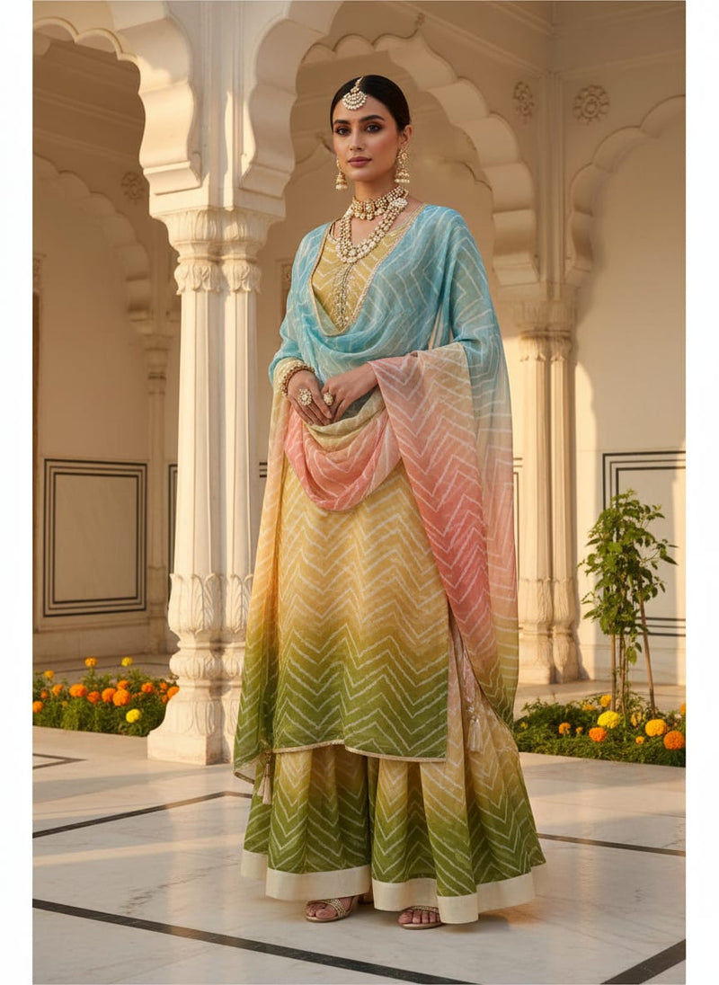 Seamless Multicolours Zigzag Digital Printed Fabric