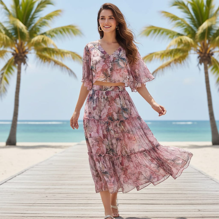 Gorgeous multicolor damask digital printed fabric from FAB VOGUE Studio