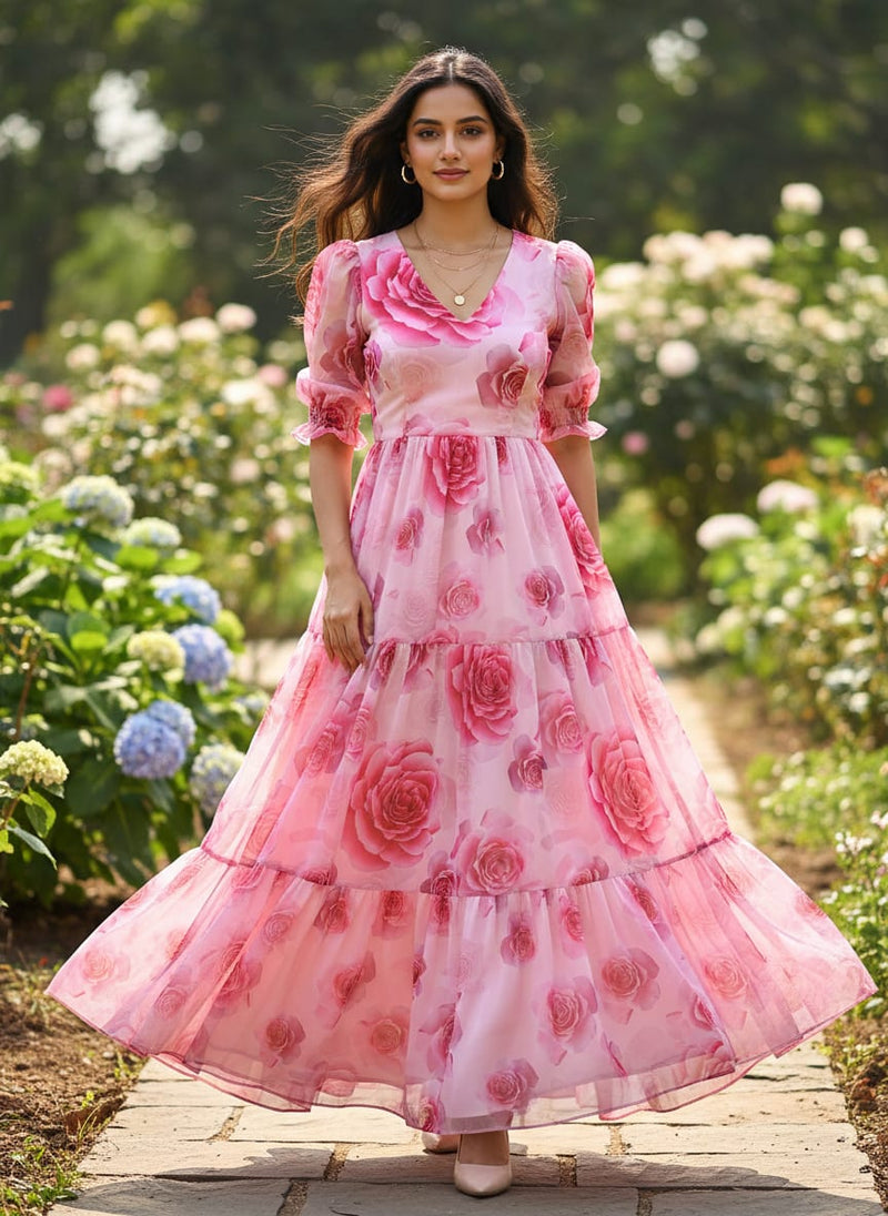 Gorgeous floral printed georgette fabric from FAB VOGUE Studio