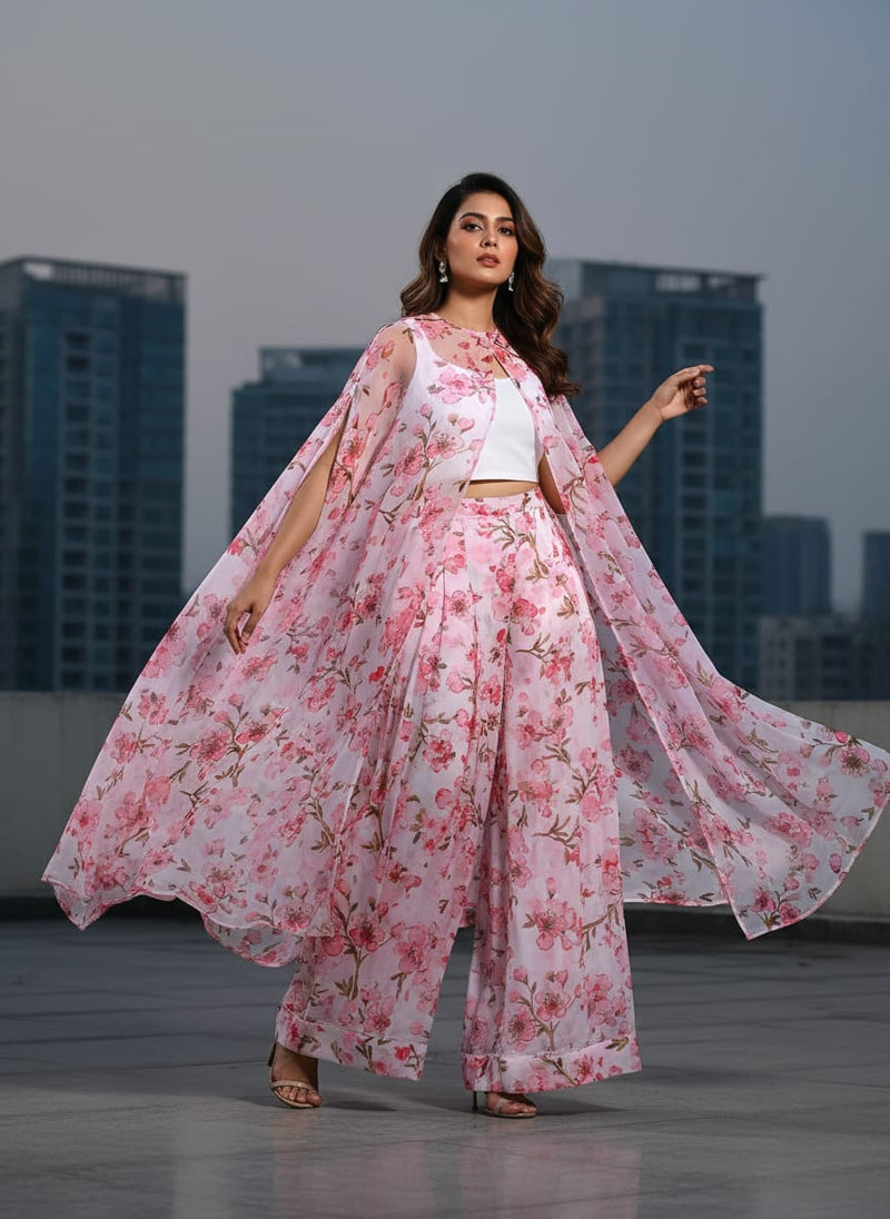 FAB VOGUE Studio - Classy White Georgette Digital Printed Ditsy Fabric