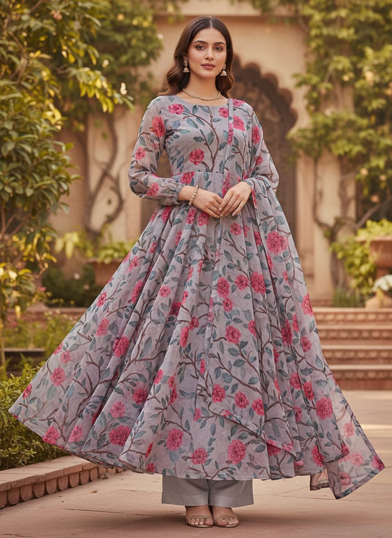 Floral & Leaves Digital Printed Georgette Fabric from FAB VOGUE Studio