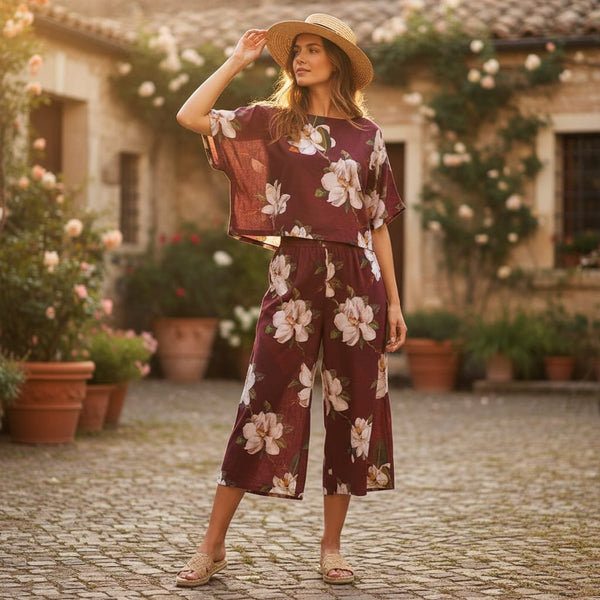 Floral Digital Printed Fabric in Brown - FAB VOGUE Studio - alternate view