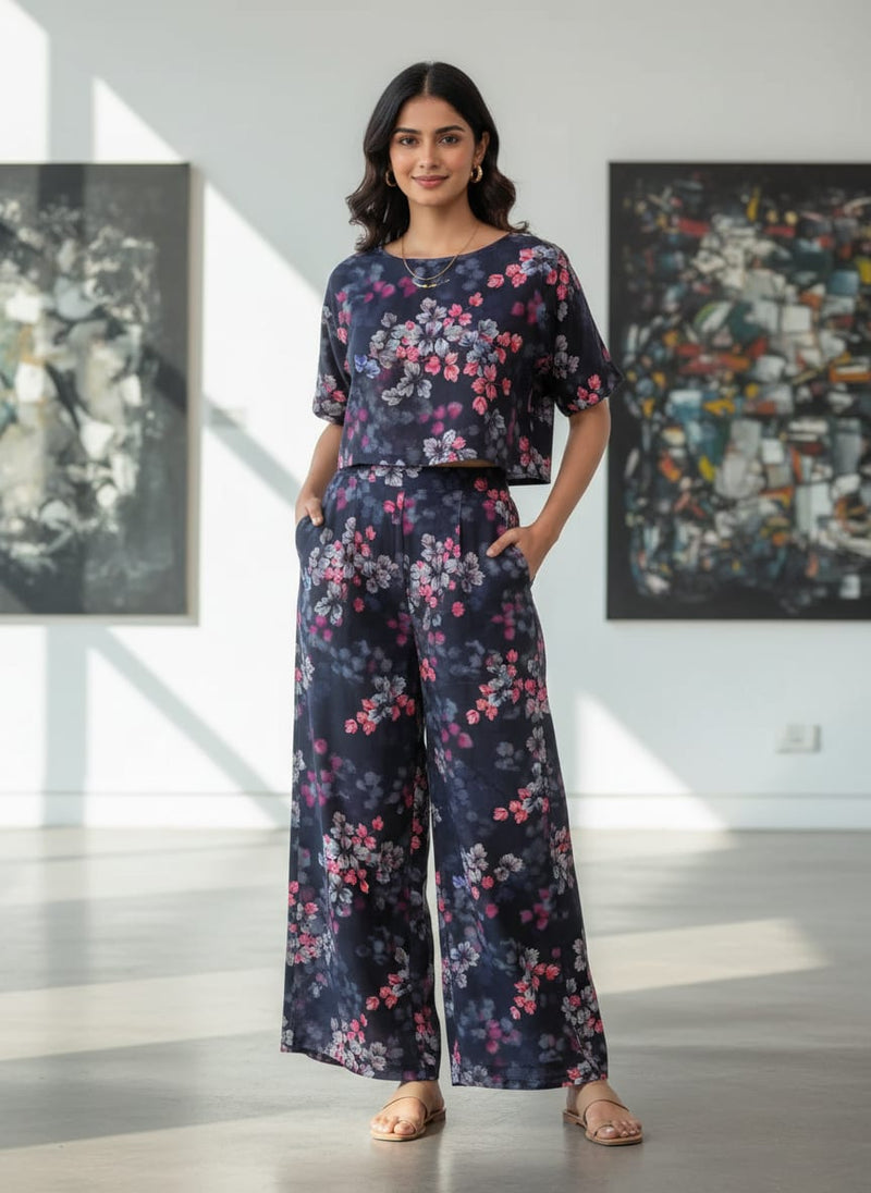 Gorgeous Blue Ditsy Digital Printed Fabric by FAB VOGUE Studio