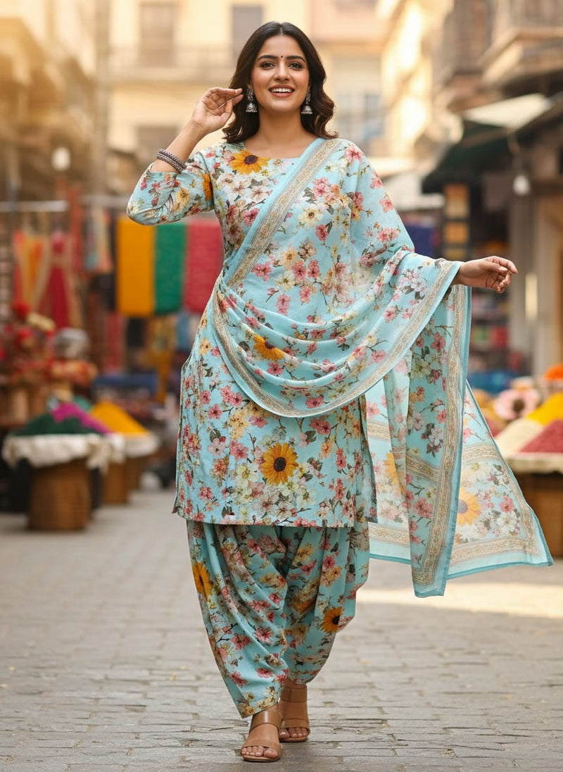 Floral Digital Printed Pure Cotton Fabric from FAB VOGUE Studio