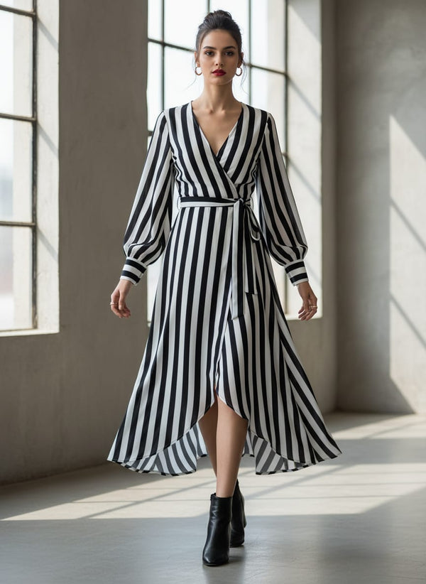 Gorgeous black and white digital printed fabric from FAB VOGUE Studio - Wrap Dress Lookbook - NC-0-TA08501P2-108 - alternate view