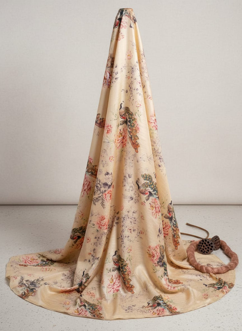 Classy animal print digital printed tussar silk fabric from FAB VOGUE Studio