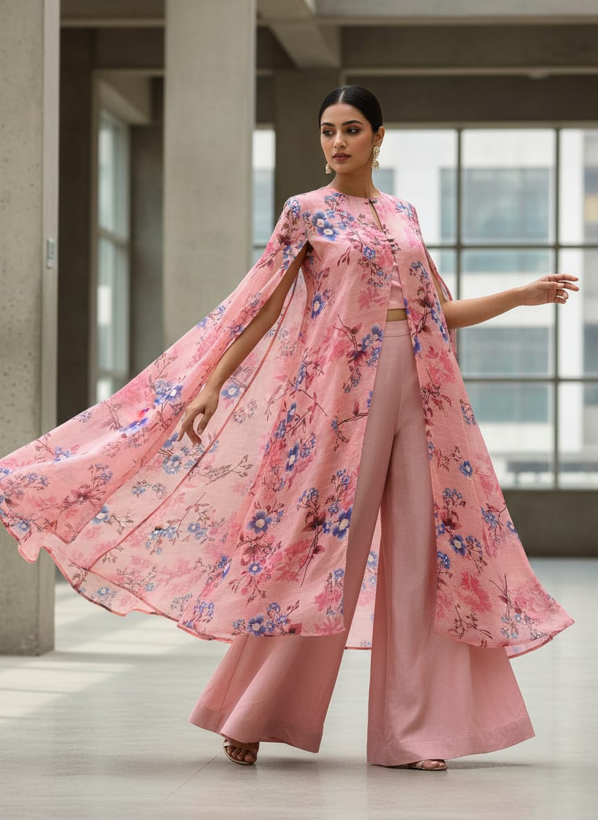 Floral Digital Printed Tusser Silk Fabric from FAB VOGUE Studio
