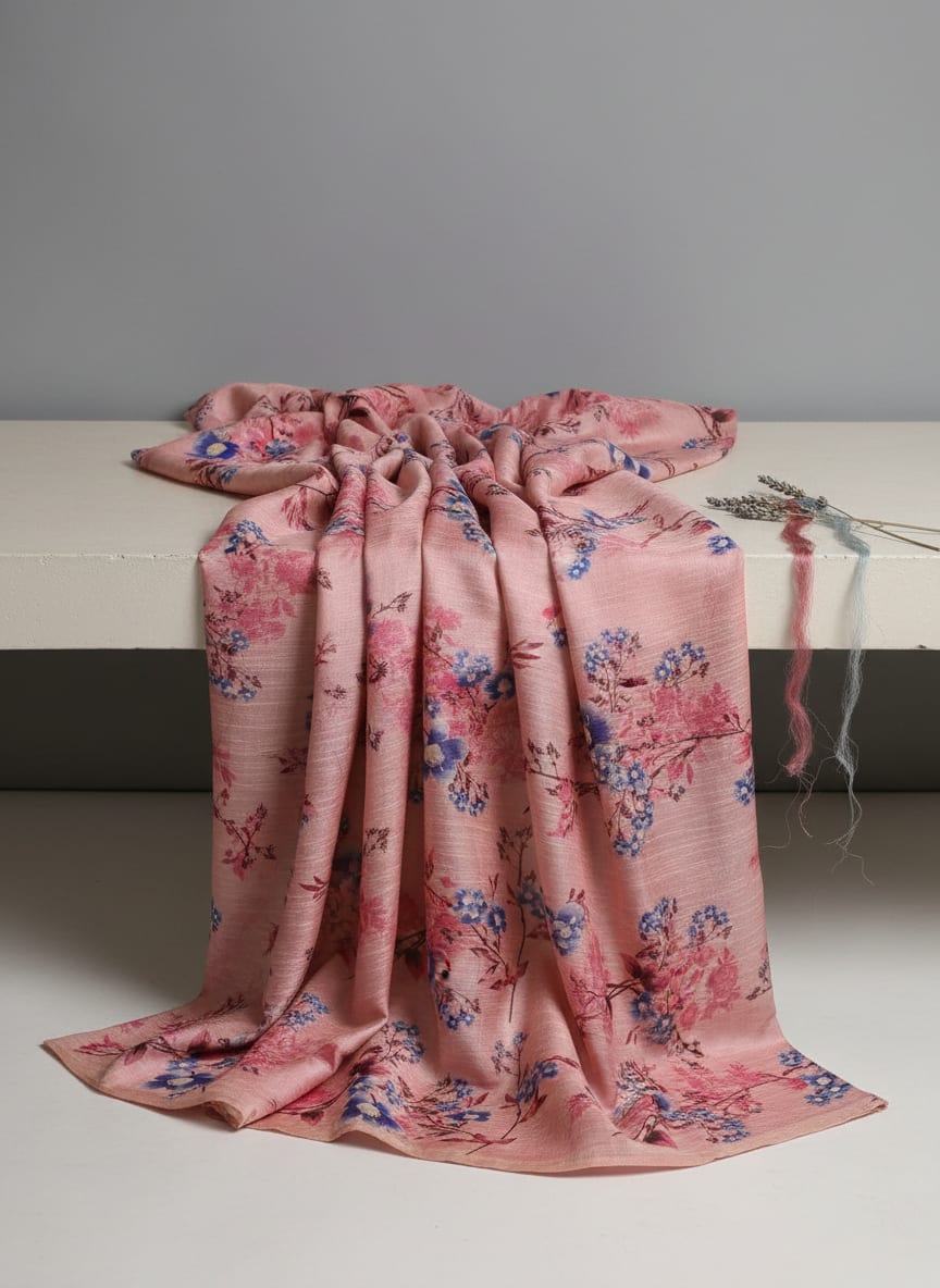 Floral Digital Printed Tusser Silk Fabric from FAB VOGUE Studio