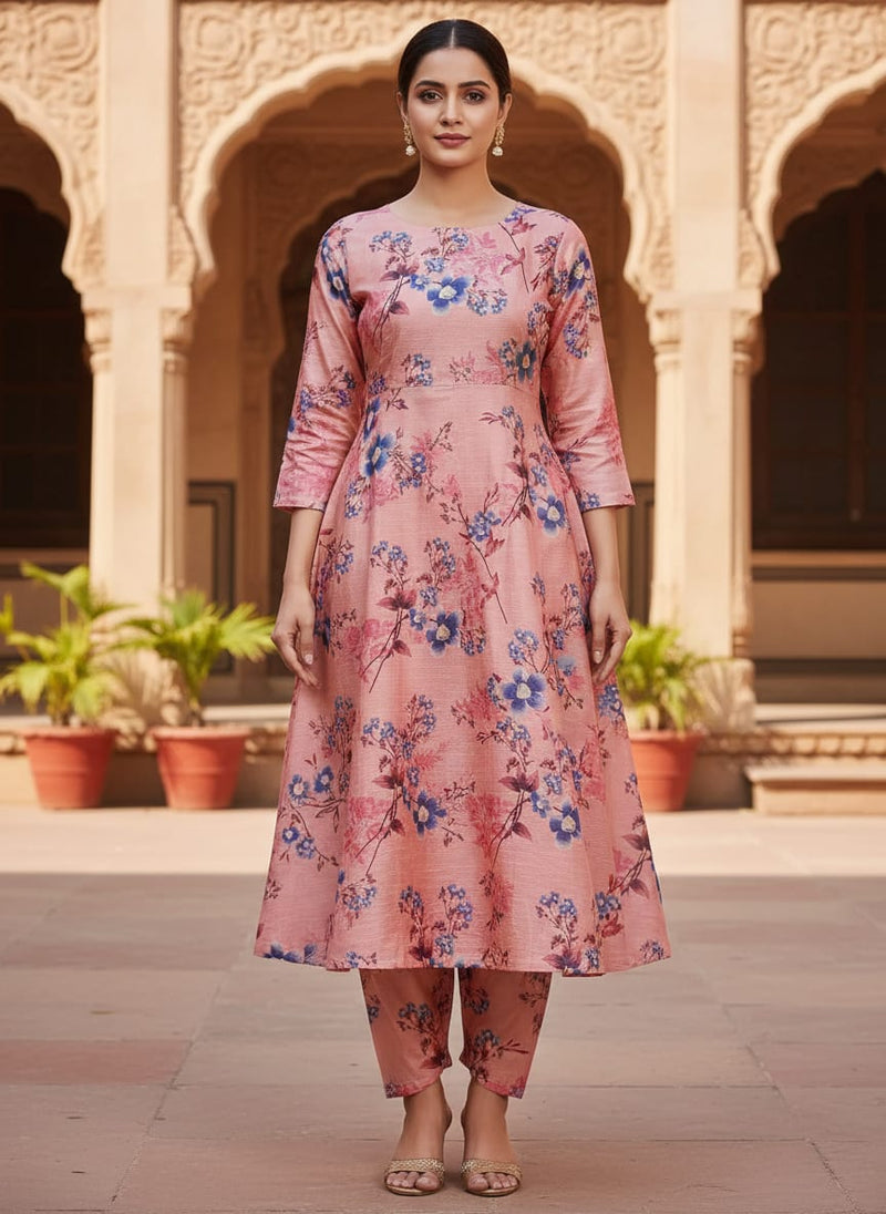Floral Digital Printed Tusser Silk Fabric from FAB VOGUE Studio