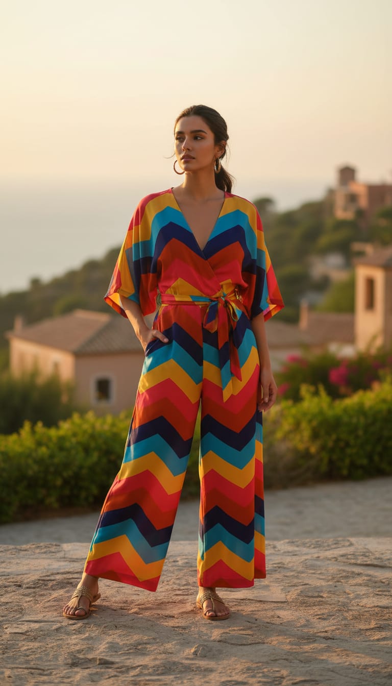 Zigzag Digital Printed Kora Silk Fabric from FAB VOGUE Studio