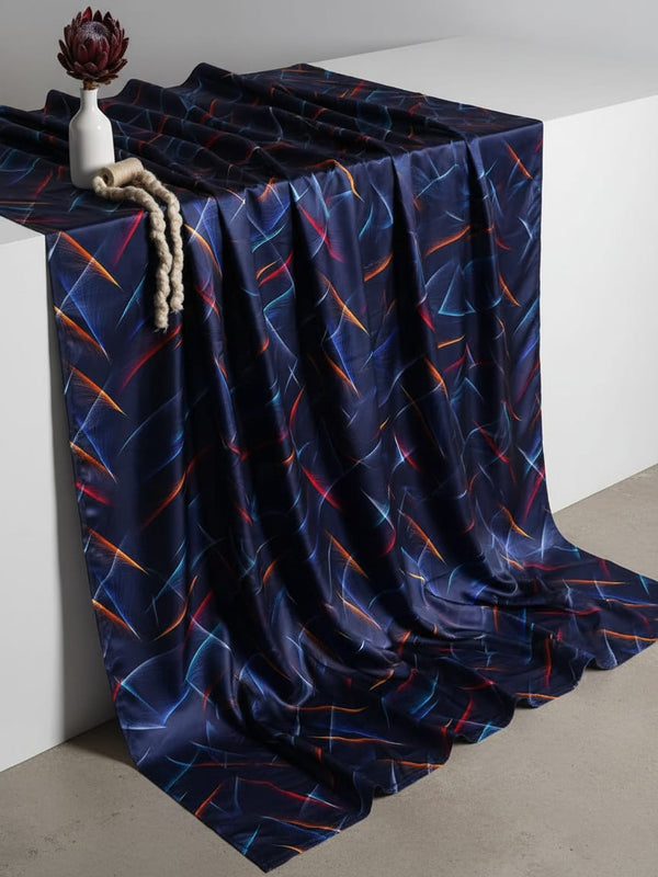 Classy blue decorative digital printed fabric from FAB VOGUE Studio