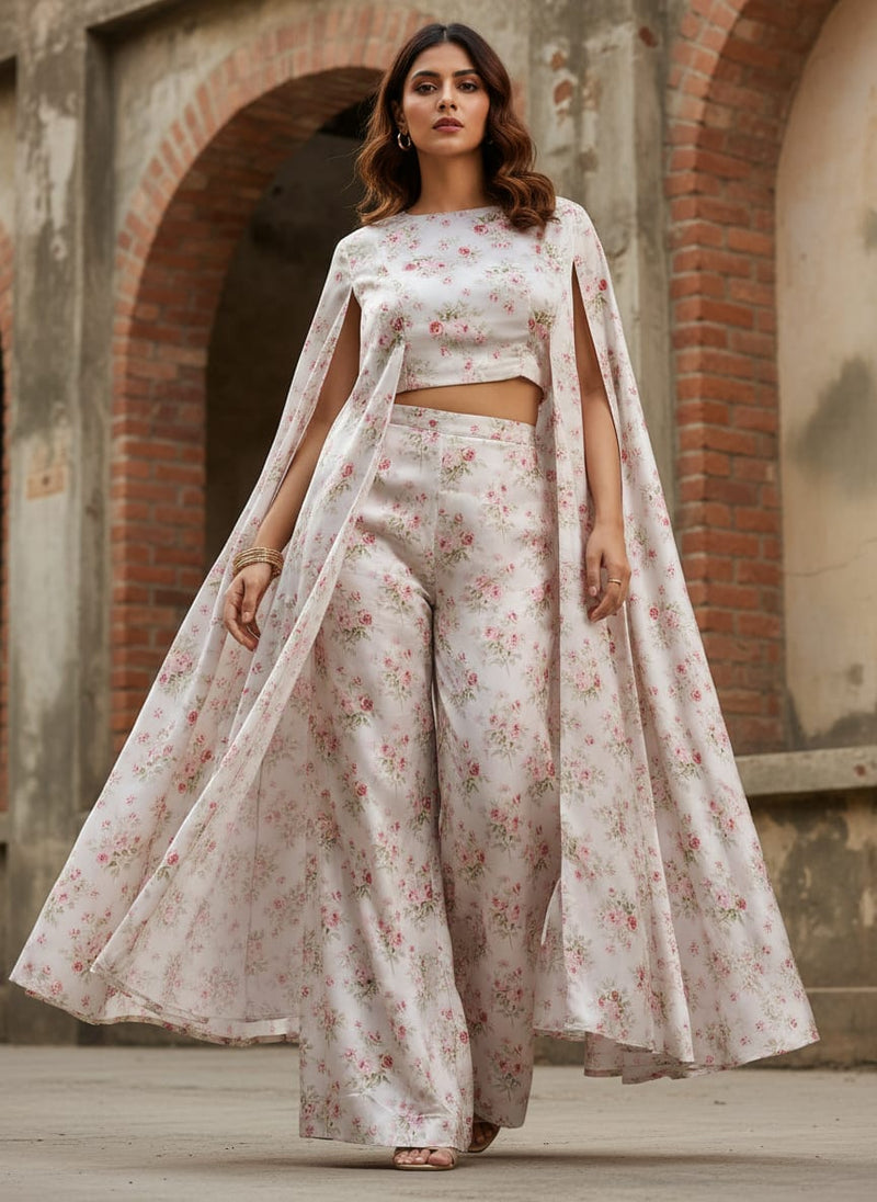 Classy decorative digital printed fabric in white by FAB VOGUE Studio