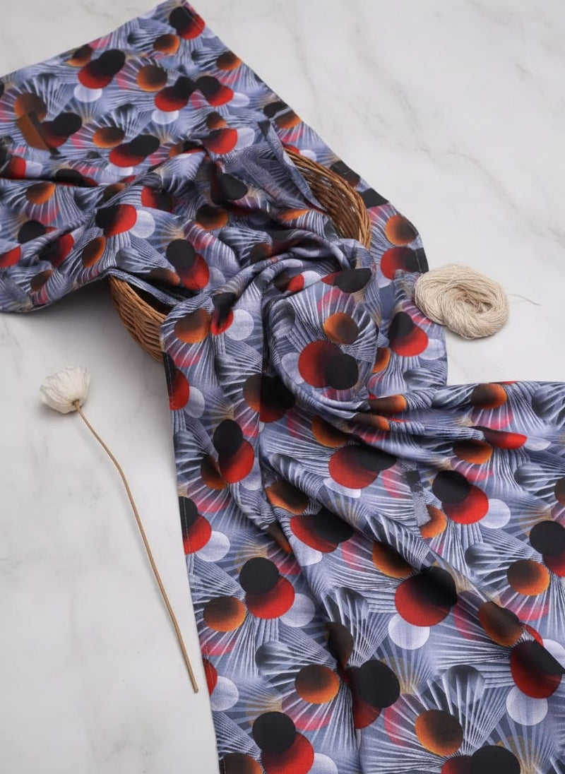 Gorgeous geometric damask digital printed rayon fabric by FAB VOGUE Studio