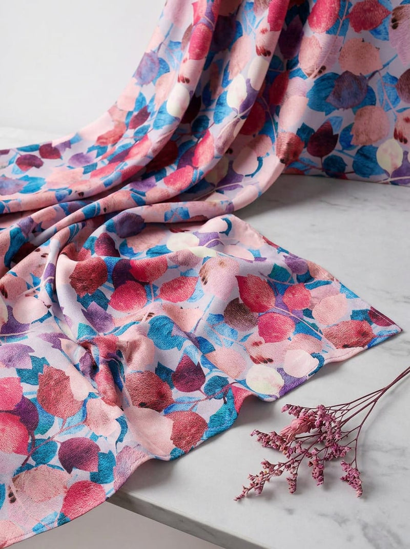 Multicolor Abstract Botanical Leaf Print Rayon Digital Printed Fabric