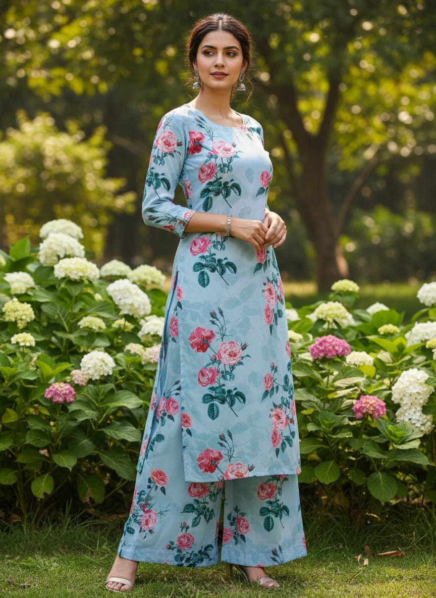 Floral Digital Printed Rayon Fabric from FAB VOGUE Studio