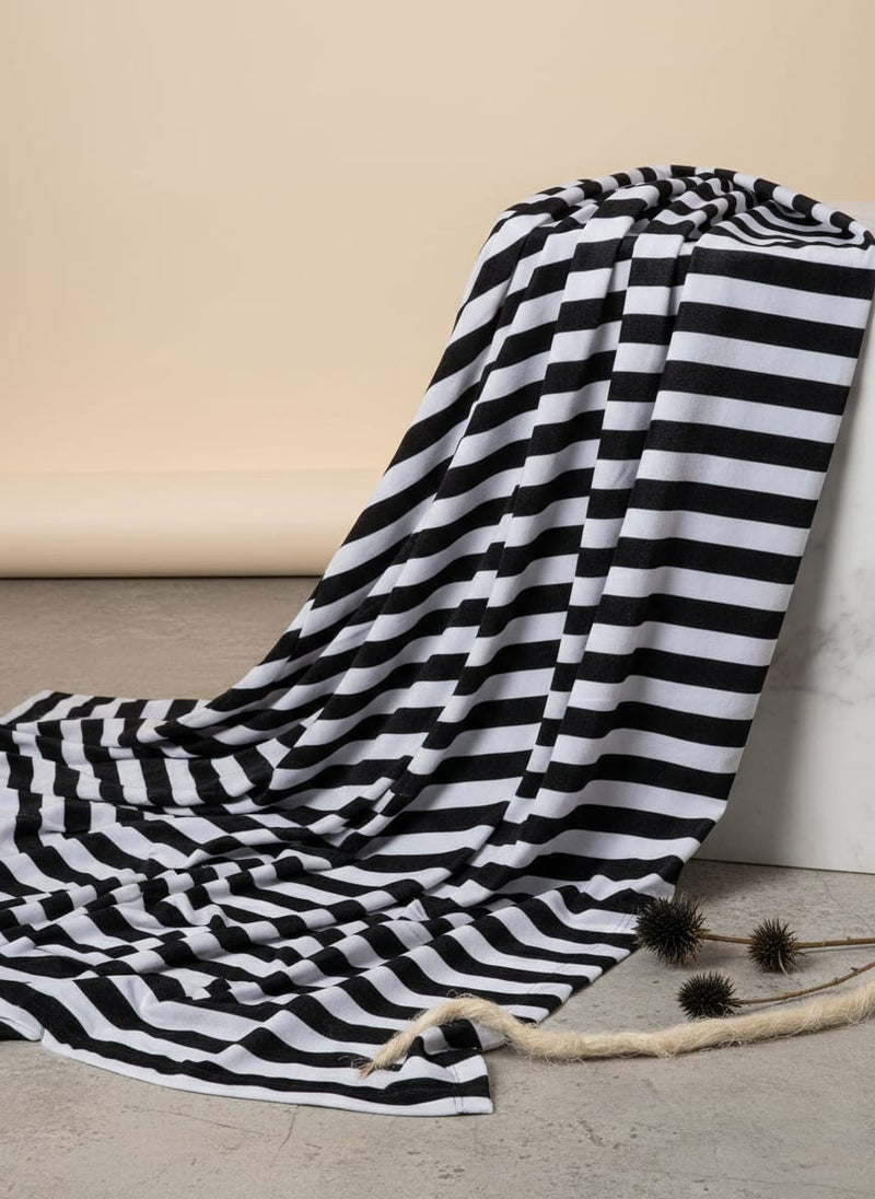 Gorgeous black and white striped velvet fabric by FAB VOGUE Studio