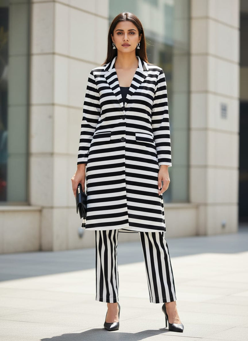 Gorgeous black and white striped velvet fabric by FAB VOGUE Studio