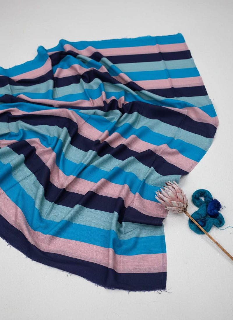 Classy Blue Strips Pure Cotton Digital Printed Fabric